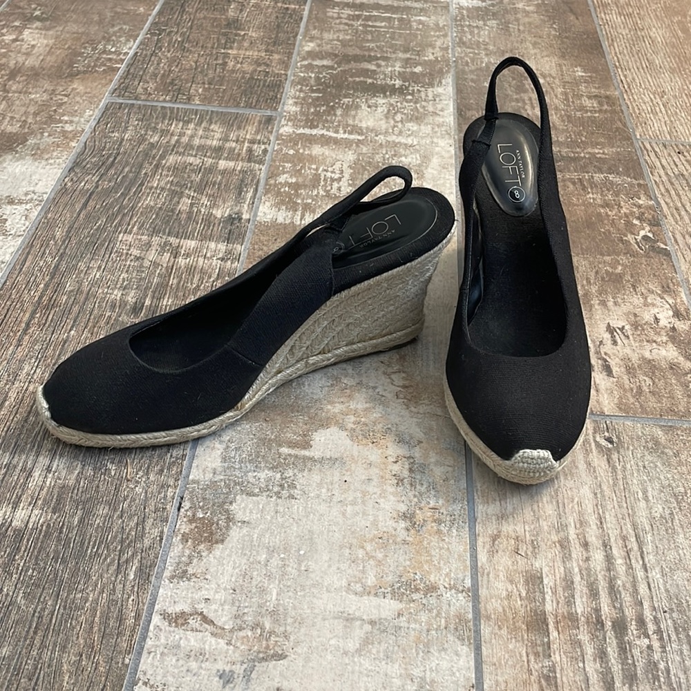LOFT Black Wedges, Size 8